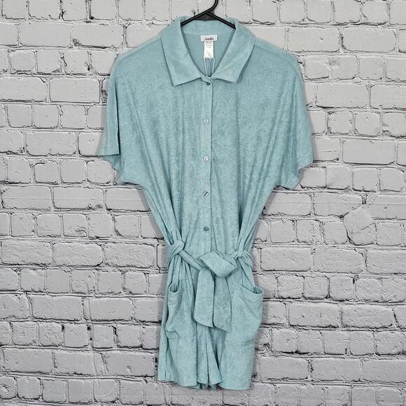 2/$30 Andie Terry Button-Up Romper Cablu Color Size S | Soft & Stylish Cover-Up - Picture 1 of 5